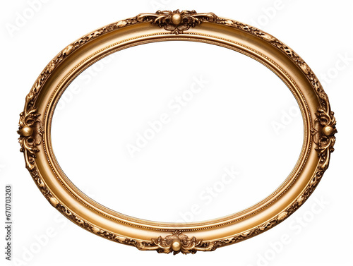 Moldura de espelho de imagem oval redonda antiga isolada em fundo branco