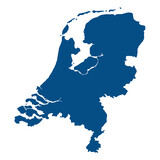 Netherlands map. Map of Holland in high details on blue color