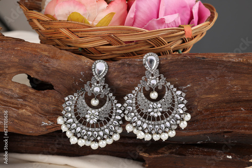 Ethnic traditional Indian earrings for Girls and Woman photo