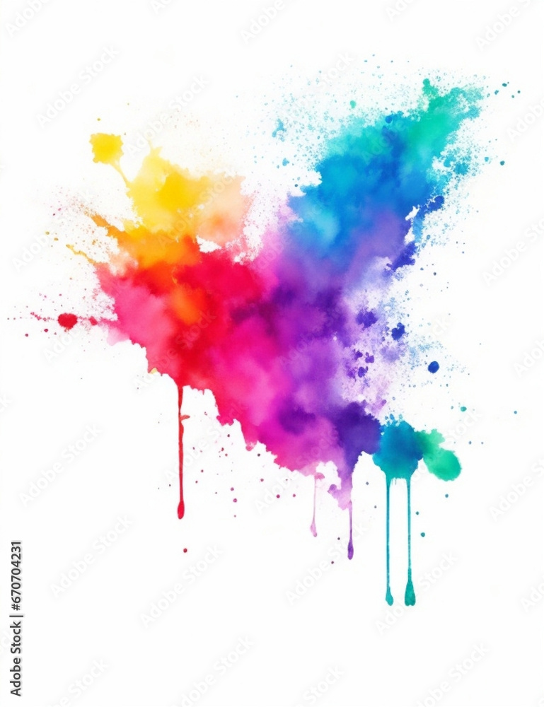 Fototapeta premium Colorful Abstract Watercolor Paint Splash on White Background