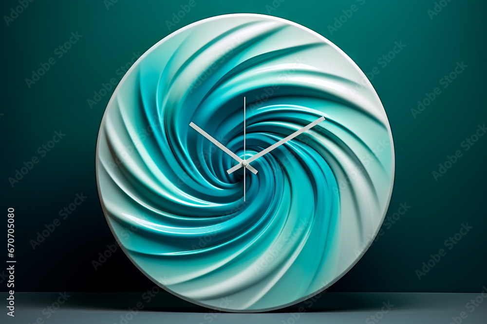 Clock with blue swirl design on it's face. Clock with blue swirl design on it's face.