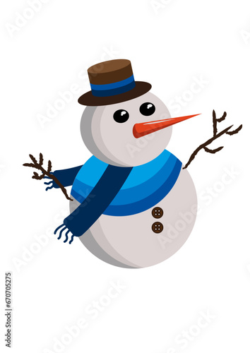 snowman with broom and hat