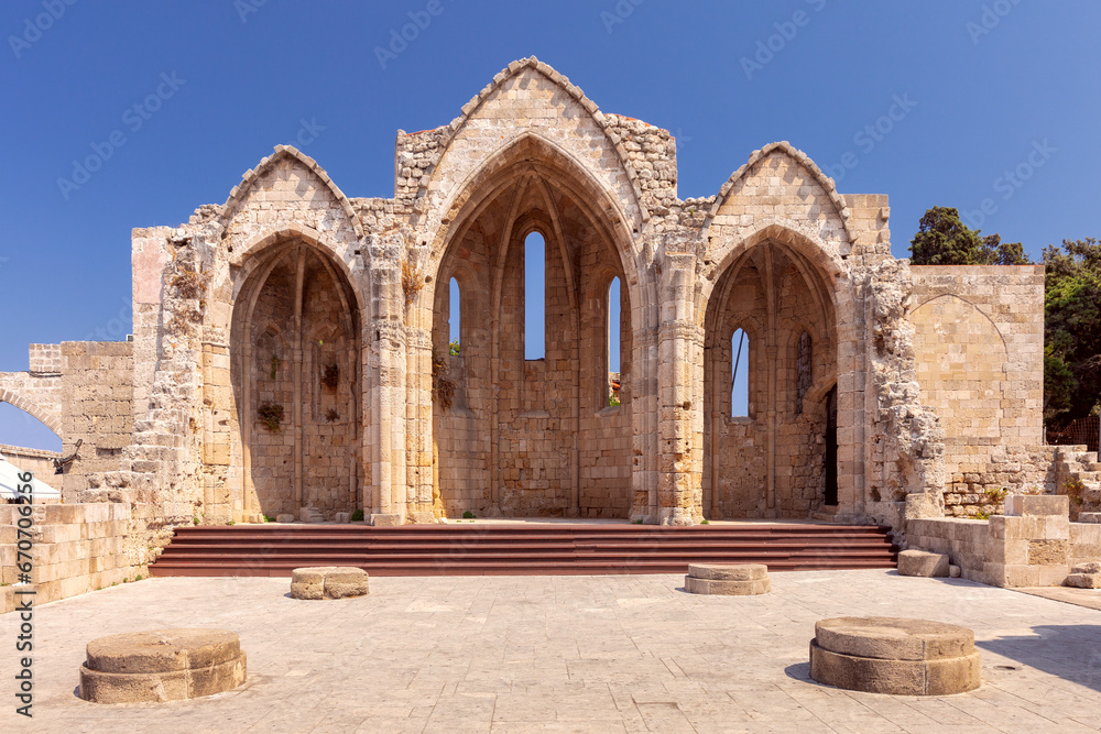 View of the old medieval part of the city on the island of Rhodes.