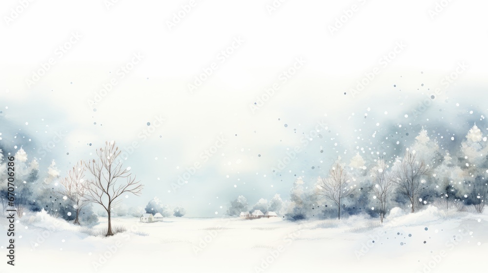 a painting of a snowy landscape with a small tree in the foreground and a small house in the background. generative ai a painting of a snowy landscape with a small tree in the foreground and a small house in the background. generative ai