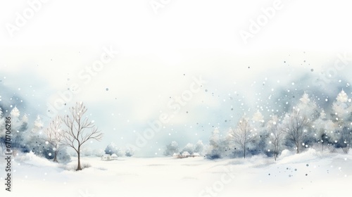 a painting of a snowy landscape with a small tree in the foreground and a small house in the background.  generative ai © Anna