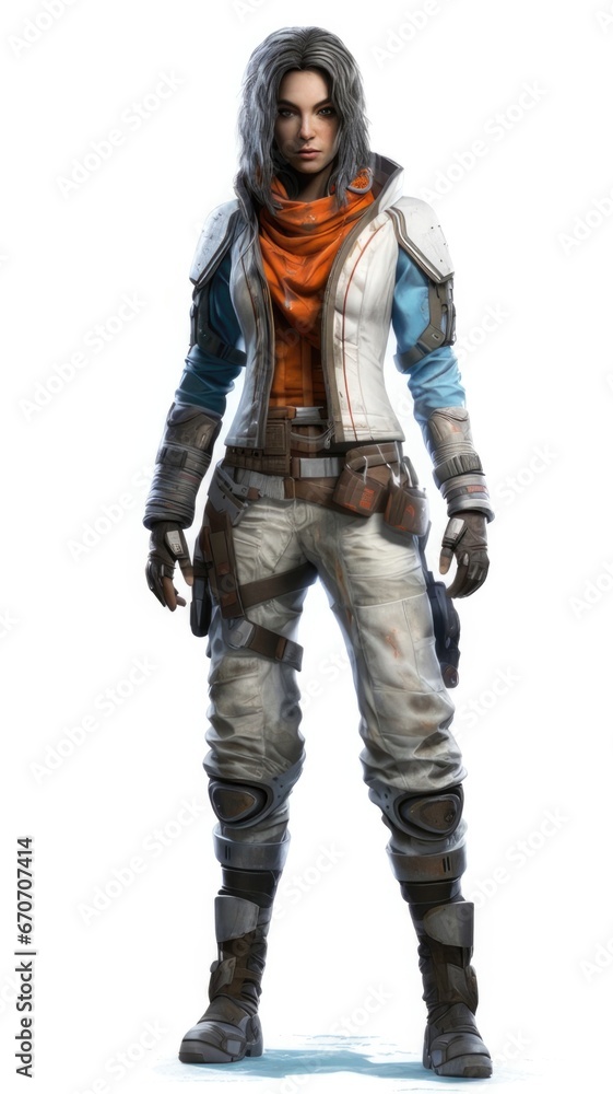Fantasy Game Character Standing Alone in a Surreal World, Stunning Digital Illustration, Isolated Hero in White Background, Action Adventure Concept. Generative AI Fantasy Game Character Standing Alone in a Surreal World, Stunning Digital Illustration, Isolated Hero in White Background, Action Adventure Concept. Generative AI