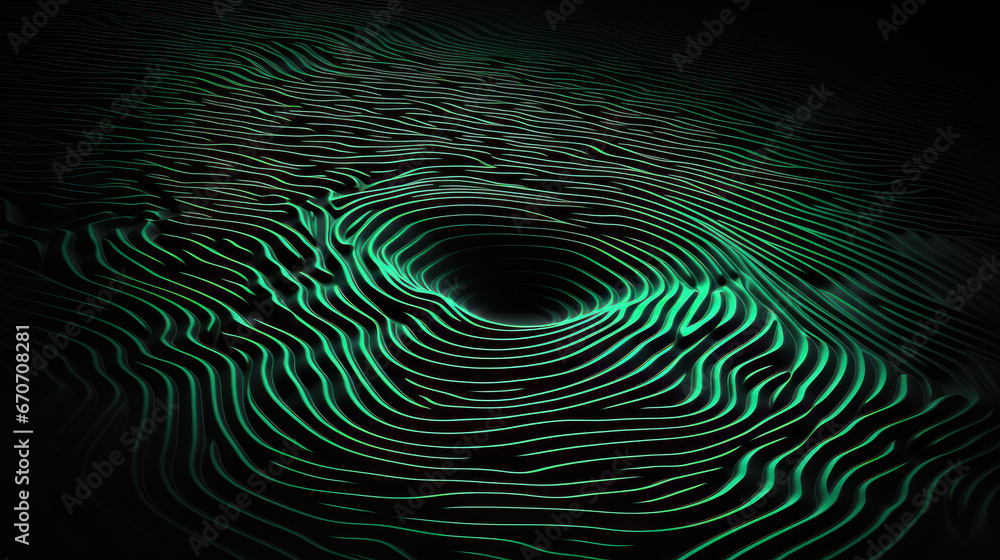 Dark Green Fingerprint Impression. Generative AI Dark Green Fingerprint Impression. Generative AI