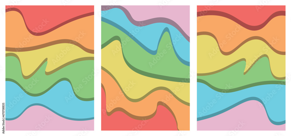 Set abstract rainbow background with effect paper cutout Set abstract rainbow background with effect paper cutout