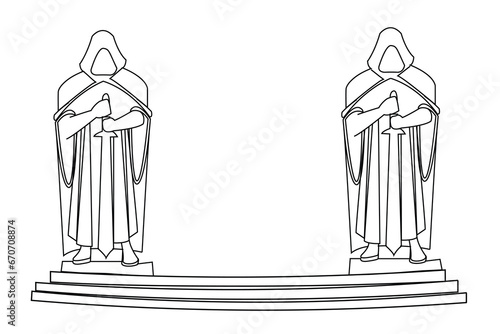Cartoon castle vector fairytale medieval tower of fantasy palace building in kingdom fairyland illustration set of historical fairy-tale house isolated on white background. coloring book elements