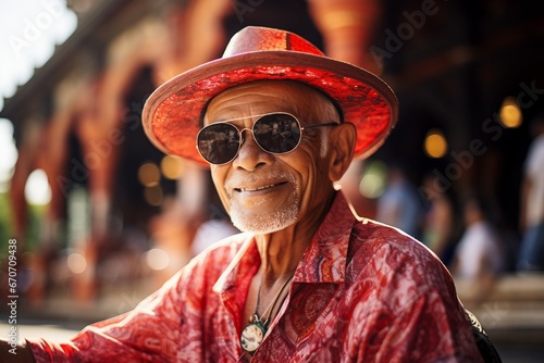 A mature African American individual, radiating coolness in sunglasses, Generative Ai