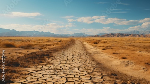 dry road in desert ai generated