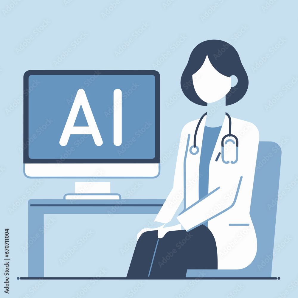 Medical doctor with a monitor using AI