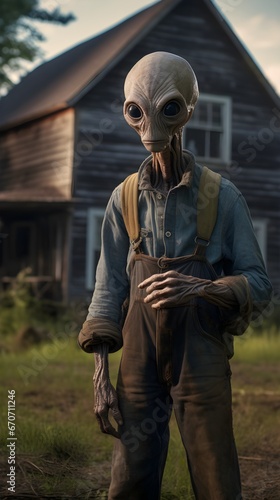 Hyper-realistic Alien Farmers Portrait