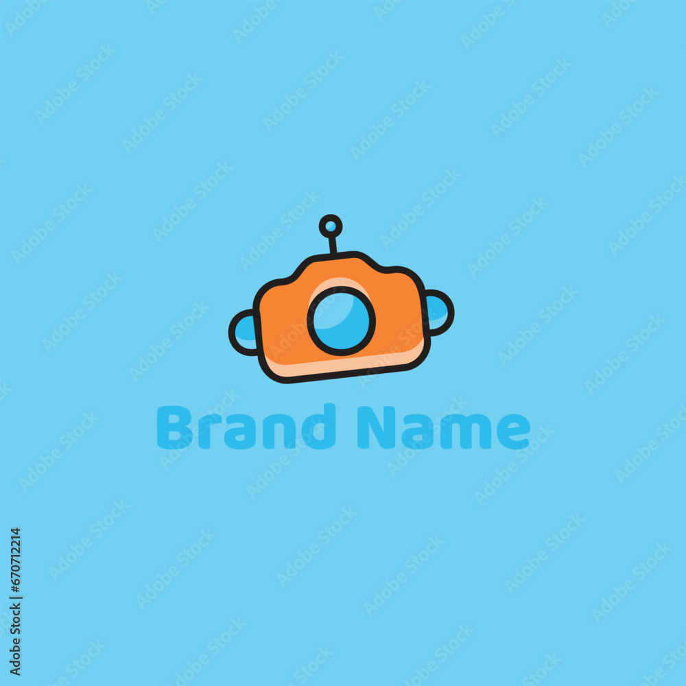 Robot Camera Flat Logo Icon Design Robot Camera Flat Logo Icon Design