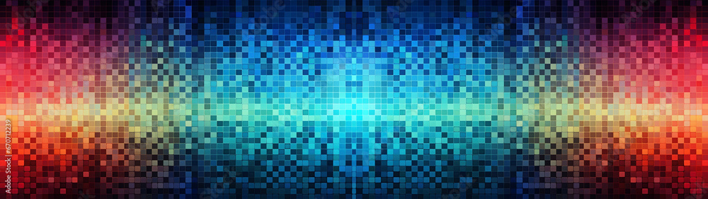 Colored pixel or squares, like TV, digital signal, seamless pattern, abstract background banner design