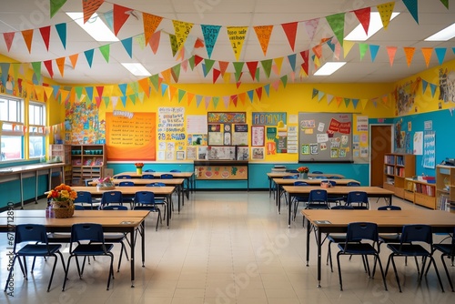 A classroom bursting with vitality and a palpable sense of enthusiasm, Generative Ai photo