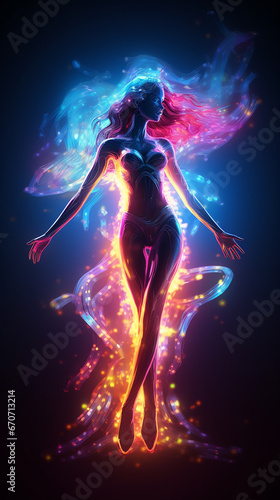 dançarina brilhante, fundo de halloween colorido  © Alexandre