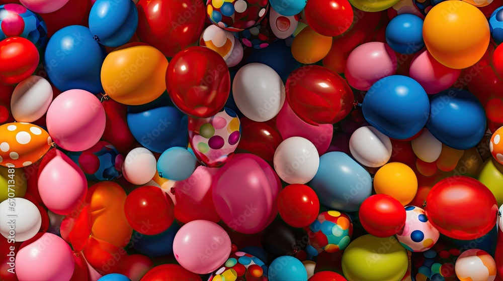 a bunch of balloons that are in the shape of a ballon with a clown face on one of them. generative ai a bunch of balloons that are in the shape of a ballon with a clown face on one of them. generative ai