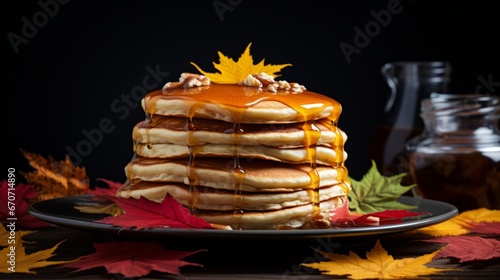 pancakes with maple syrup ai generated