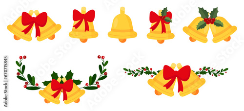 Collection of Christmas bells. Vector graphics