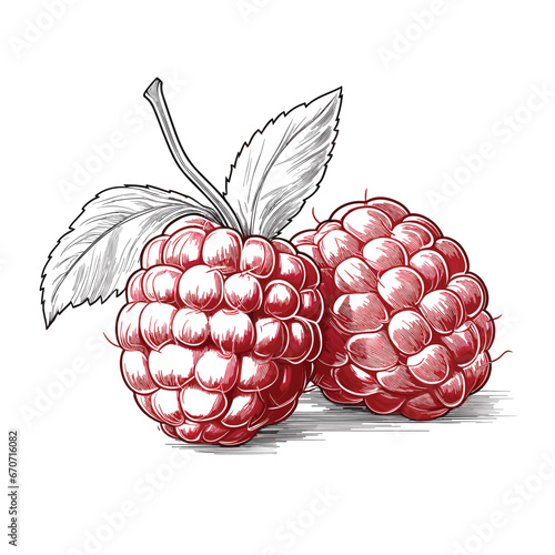 Hand Drawn Flat Color Raspberry Illustration
