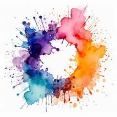 Stain ring watercolor circle mark glass red drink isolated paper cup trace background white. Watercolor stamp spill stain ring round drop grunge print splatter liquid splash alcohol ink water art spot