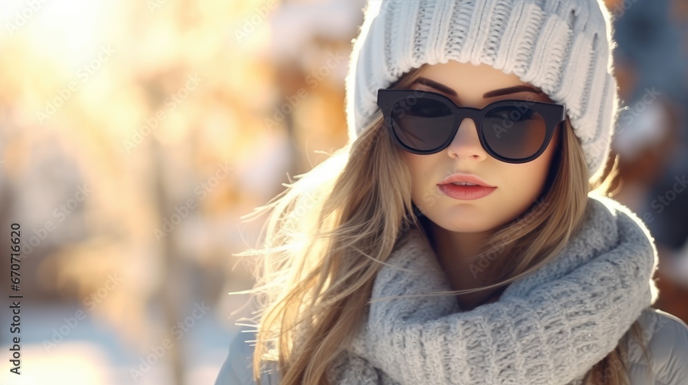Young Woman in winter. Beautiful Girl in winter clothes in wintertime outdoor Young Woman in winter. Beautiful Girl in winter clothes in wintertime outdoor