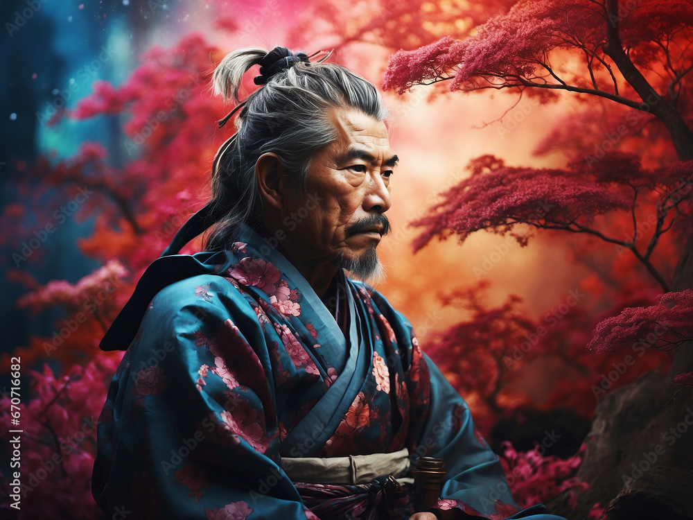 The serenity of an old samurai's thoughts in an abstract way.
