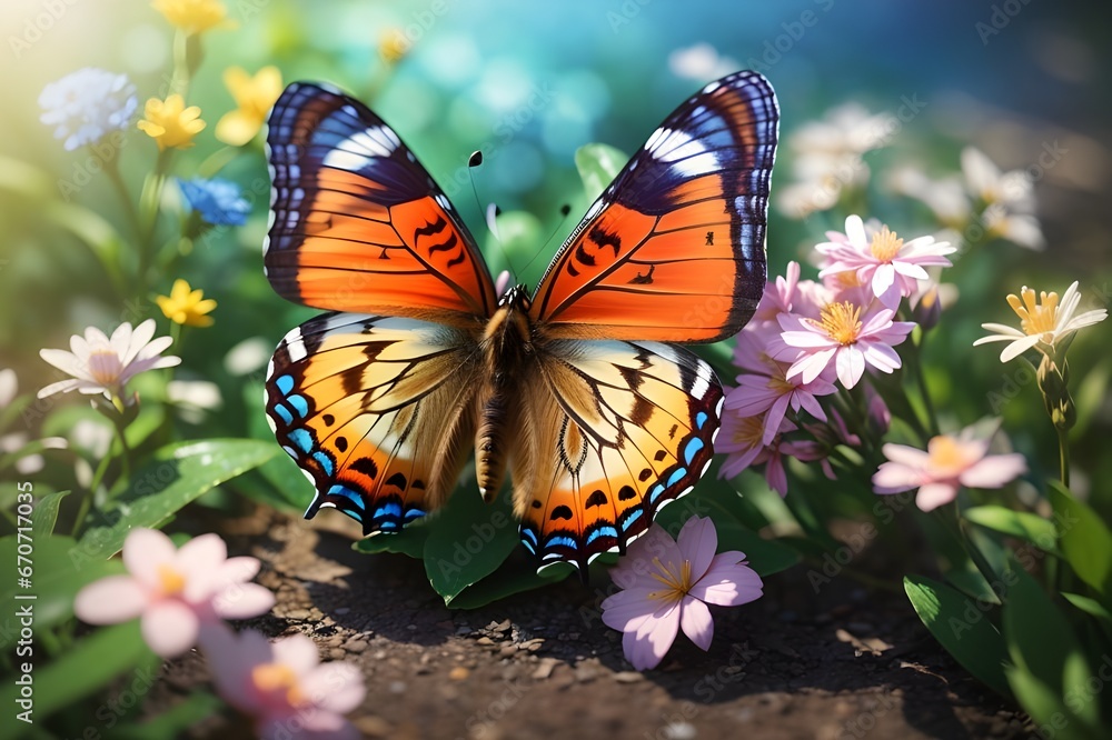 butterfly on flower generative ai 