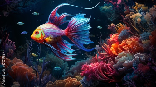 colorful fish illustration ai generated