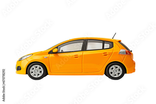 Contemporary yellow rental vehicle in yellow isolated on transparent background  Generative Ai