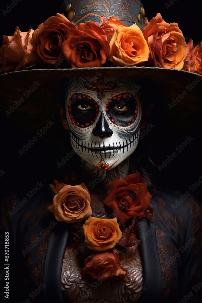 dia de los muertos conceptual portrait. Generated AI dia de los muertos conceptual portrait. Generated AI