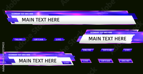 Lower third header, headline and news bar, TV banners. Online media live show text banner, television broadcast vector bar template or TV channel lower third screen tag. Breaking news title overlay