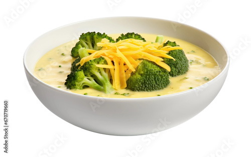 Creamy Broccoli Cheddar Soup on Transparent Background
