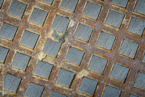 Close-up of an sidewalk in a very old part of a city