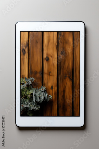 Digital tablet device on gray background