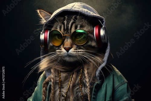 Cool cat with hip hop style