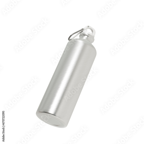An image of Aluminium Bottle with Carabiner isolated on a white background
