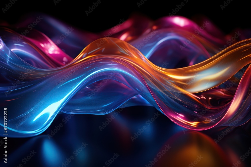 Abstract futuristic backdrop with glowing waves and neon lines. concept of energy, technology and innovation. Vibrant, artistic, and innovative concept Abstract futuristic backdrop with glowing waves and neon lines. concept of energy, technology and innovation. Vibrant, artistic, and innovative concept