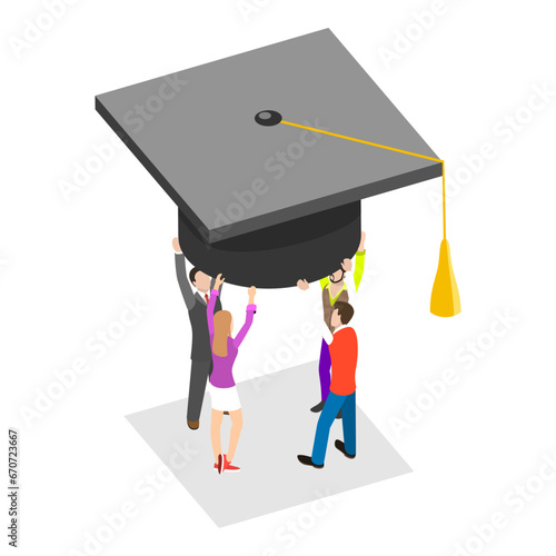 3D Isometric Flat Vector Illustration of Education and Scholarship, Education Loan. Item 3