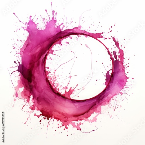 Wine stain red watercolor glass mark ring circle isolated drink background drop white alcohol. Red stain stamp spot paper wine splash cup texture splatter spill water round art winery blot trace.