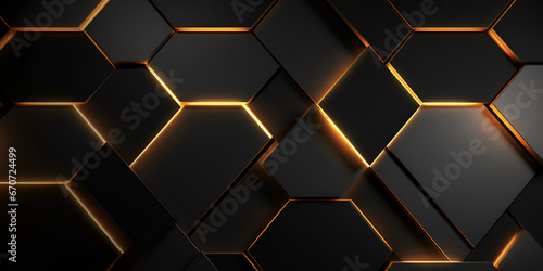 3D rendering Futuristic Honeycomb Mosaic, abstract Background. Realistic geometric mesh cell structure. Sci-fi background with hexagon grid.AI Generative