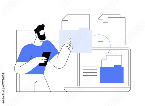 Automated data transfer isolated cartoon vector illustrations.
