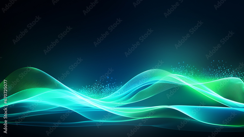 glowing lines and waves on dark background