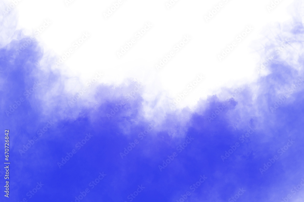 Fototapeta premium Blue smoke isolated on white transparent background. 