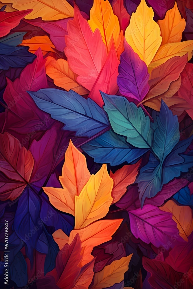 Vibrant Autumn Leaves Creating a Colorful Carpet on the Forest Floor, Autumn leaves lying on the floor Vibrant Autumn Leaves Creating a Colorful Carpet on the Forest Floor, Autumn leaves lying on the floor