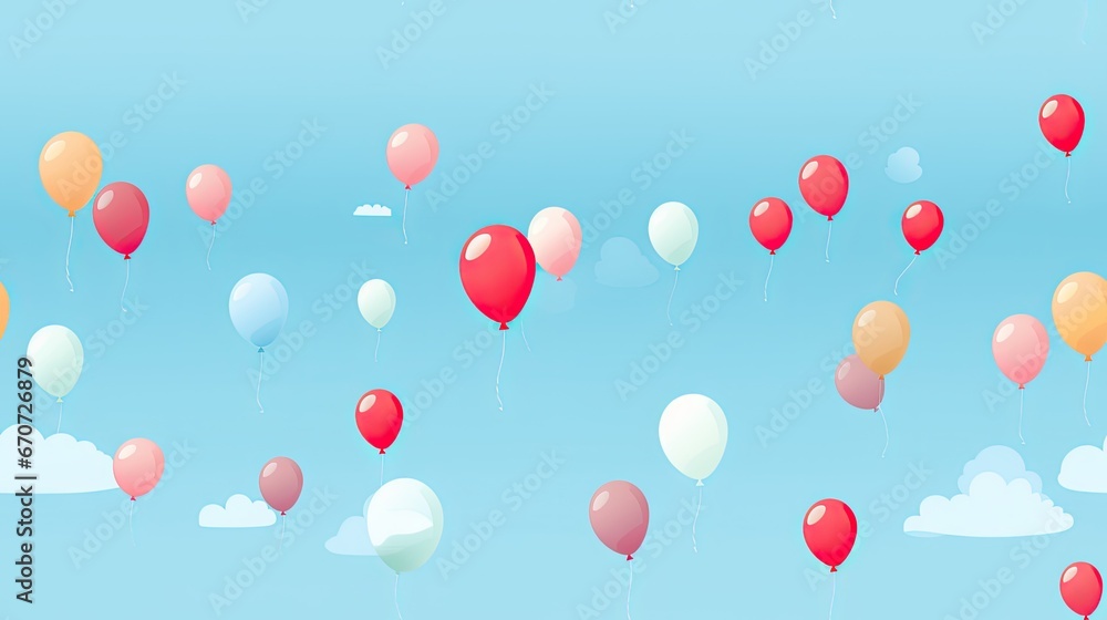  a bunch of balloons floating in the air with clouds in the back ground and a blue sky in the background.  generative ai