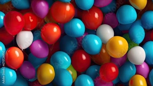  a large group of colorful balloons floating in the air on a black background with a white line in the middle of the balloons. generative ai
