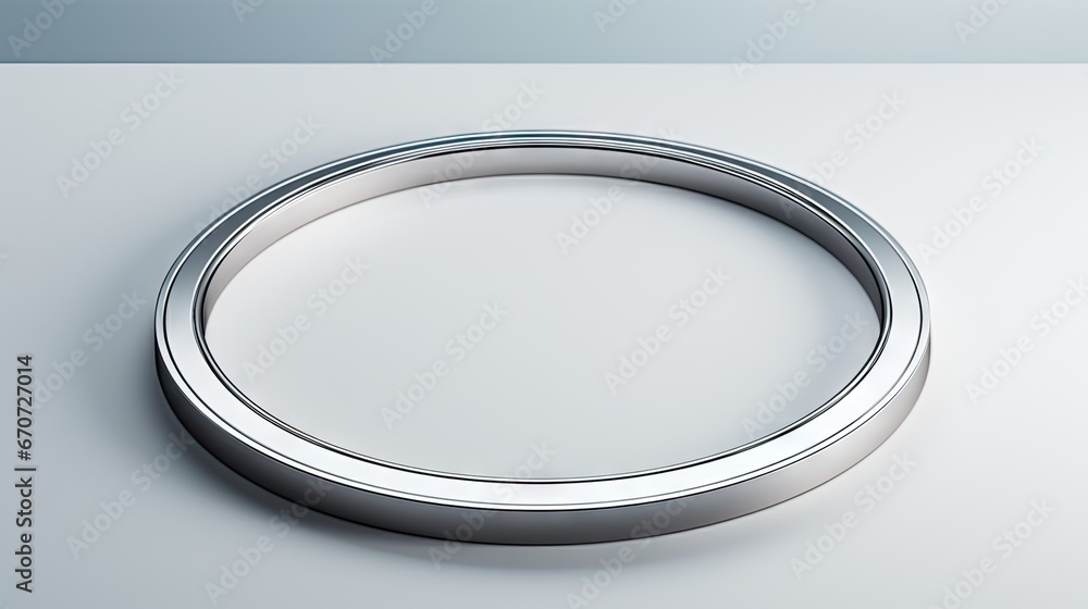 a close up of a silver ring on a white surface with a light reflection on the bottom of the ring. generative ai a close up of a silver ring on a white surface with a light reflection on the bottom of the ring. generative ai