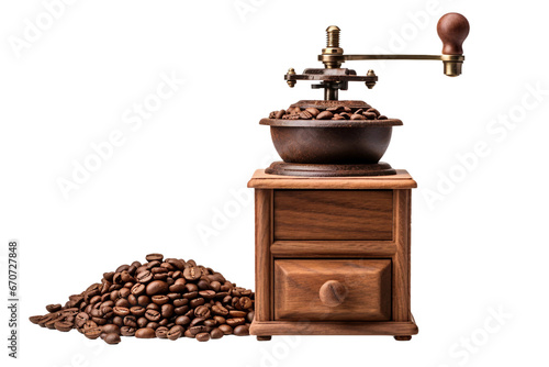 Vintage Retro Coffee Grinder isolated on transparent background, Generative Ai